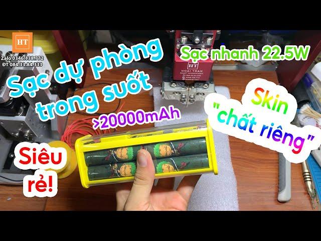 Đóng sạc dự phòng sạc nhanh 22.5W trong suốt 8 cell 18650 dung lượng trên 20000mAh