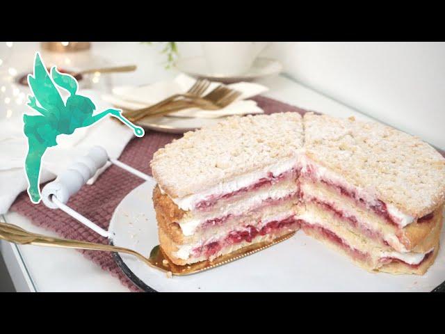 Butterstreusel Torte - Friesentorte Rezept & Tutorial - Sahnetorte mit Streusel    - Kuchenfee