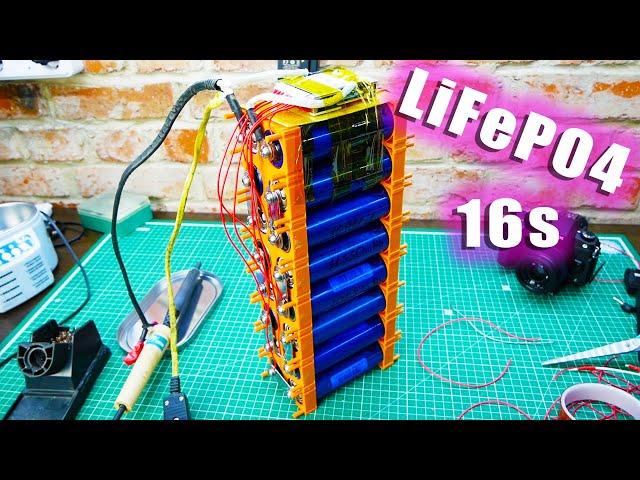 МОЩНЕЙШИЙ АККУМУЛЯТОР СВОИМИ РУКАМИ LiFePO4 Литий железо фосфатные аккумуляторы 48вольт 10Ач 16S bms