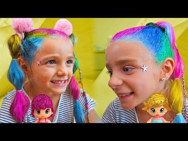 Las Ratitas y PinyPon se pintan con purpurina - Pretend play makeup and paint with glitter!!