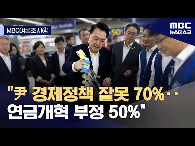 [MBC여론조사④] "윤 대통령, 민생·경제 정책 잘못하고 있다 70%" (2024.09.14/뉴스데스크/MBC)