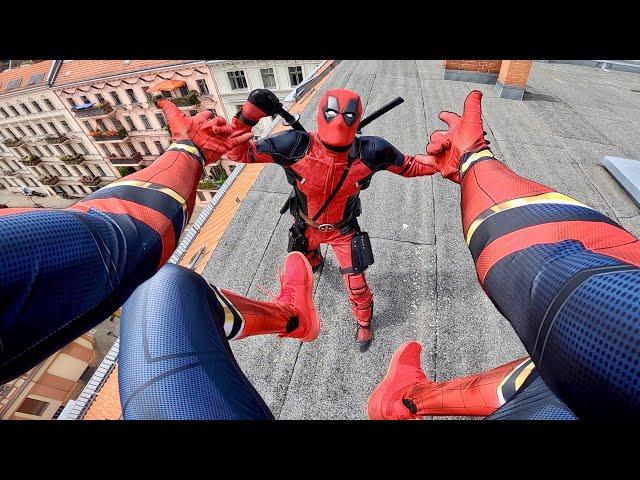 SPIDERMAN vs DEADPOOL - Real Life Parkour POV