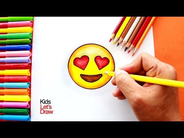 Cómo dibujar al EMOJI ENAMORADO con Ojos en forma de Corazón