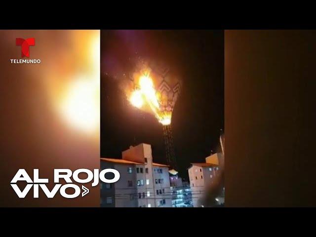 Globo aerostático se incendia en pleno vuelo y cae sobre un edificio en Brasil