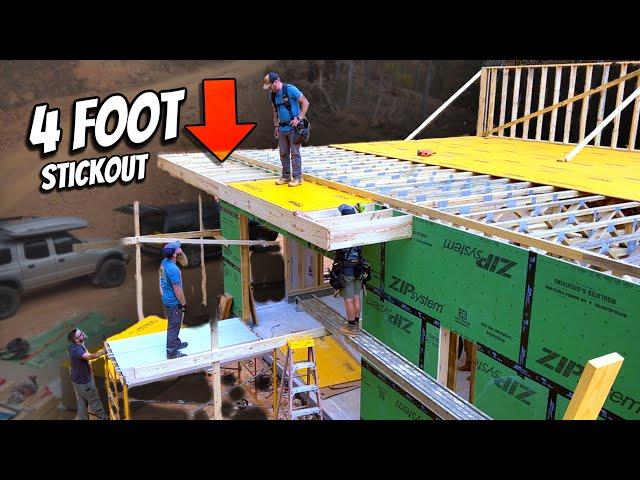 Construction of a MEGA sized Modern Home PT 50 | Cantilevered Roof!