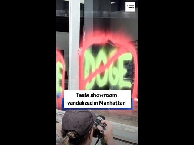 Tesla showroom vandalized in Manhattan