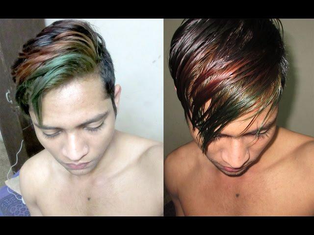 How i color my hair gray Green, Red, and Orange full tutorial diy