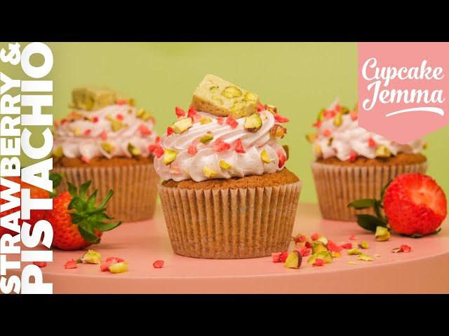 Recipe for Pistachio Nougat & Strawberry Cupcakes | Cupcake Jemma