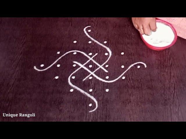 Latest kambi kolam with 7 dots | Easy neli kolam | Chikku muggu | 7 dots rangoli by Unique Rangoli