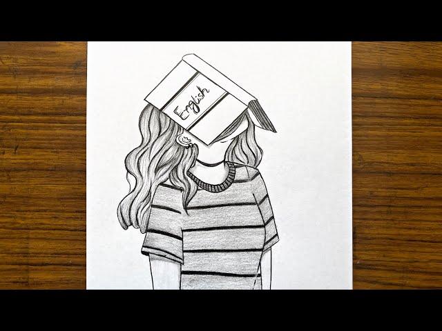 How to draw a Girl reading a book || Easy drawing for beginners || Easy drawing for girls