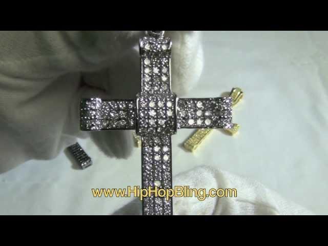 Iced Out CZ Micro Pave Cross Pendant Small