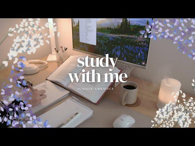 3-HOUR STUDY WITH ME  Summer Ambience / Pomodoro 50-10 / Summer Evening / No Music [ambient ver.]