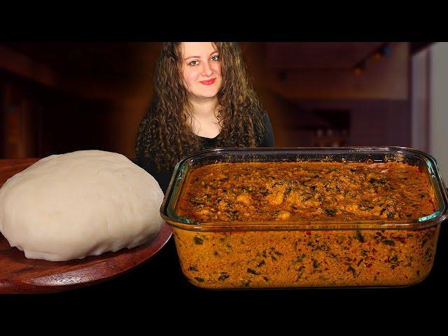 ASMR FUFU & EGUSI SOUP MUKBANG  ( No Talking ) Nigerian food | Eating Sound @MonicaASMR