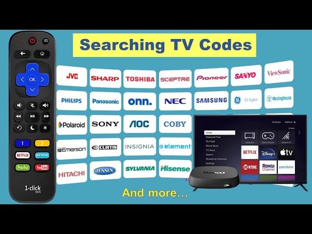 Setup Roku Box and non-Roku TV Volume (Searching TV Codes) on 1-clicktech remote