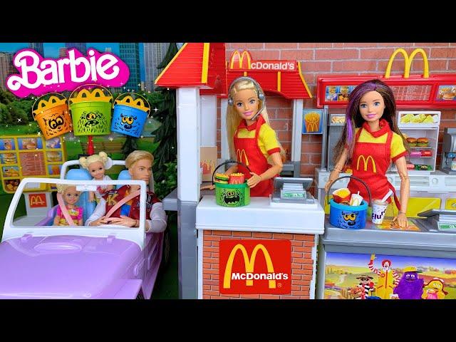 Barbie & Ken Doll Family McDonald's Drive Thru Boo Buckets