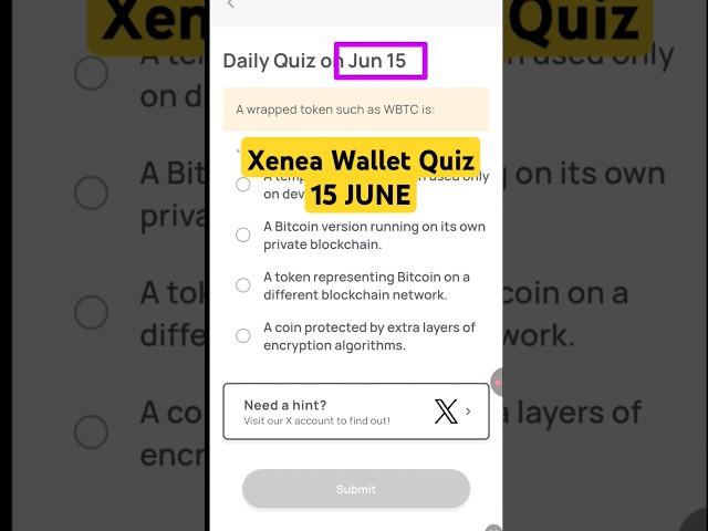 Xenea wallet daily quiz today 15 June | Xenea wallet voucher code 15 June
