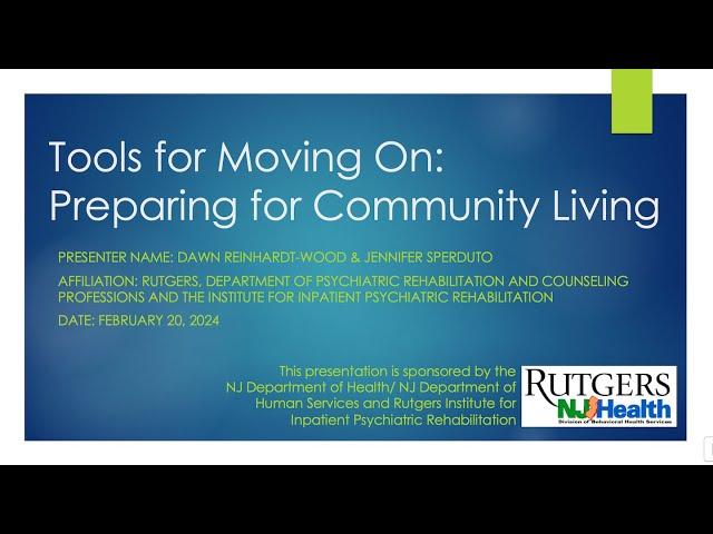 PREP Webinar: Tools for Moving On: Preparing for Community Living