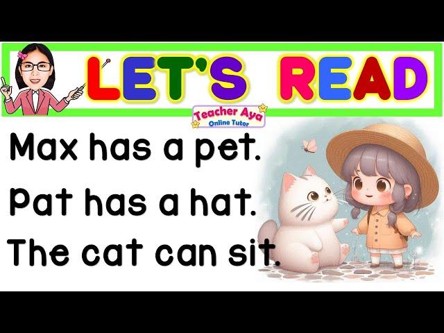 CVC Sentences for Beginners Kinder Grade1, 2 | Learn to Read | Practice Reading | Teacher Aya