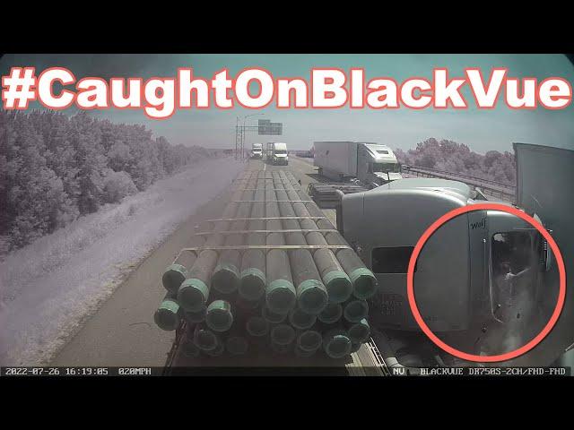 Dash Cam Captures Dramatic Truck Crash, Kid Hanging From The Cabin #CaughtOnBlackVue