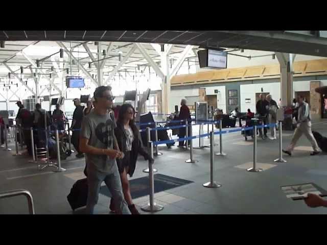 90210 star Shenae Grimes at YVR airport with boyfriend Josh Beech