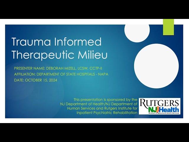 PREP Webinar: Trauma-informed Therapeutic Milieu