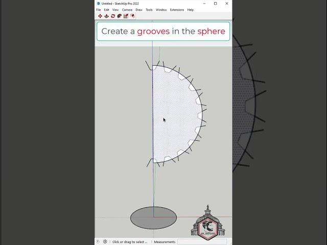 Sketchup tutorial parametric | Create horizontal grooves in SketchUp curved faces #short