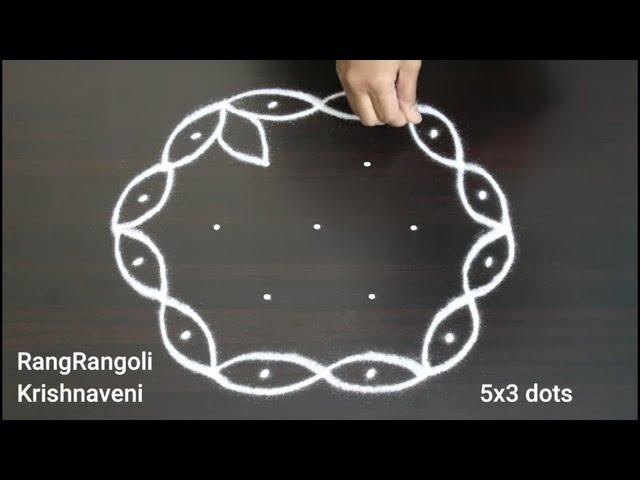 Karthika Pournami Muggulu5x3 dots Traditional KolamDiya RangoliRangRangoli Krishnaveni