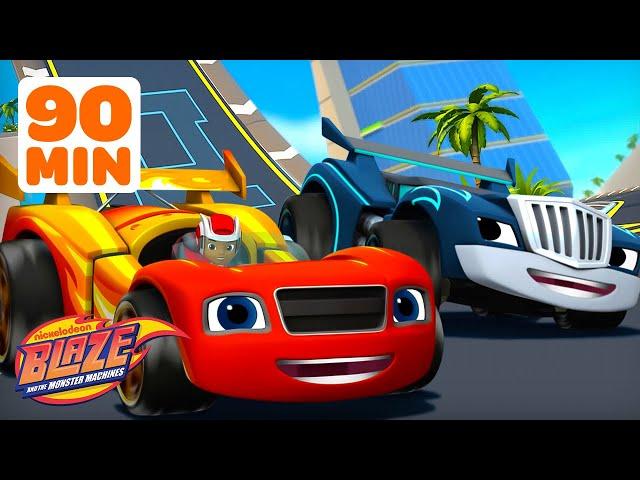 Blaze's Monster Machine Adventures as RACE CARS! ️ | 90 Minutes | Blaze and the Monster Machines