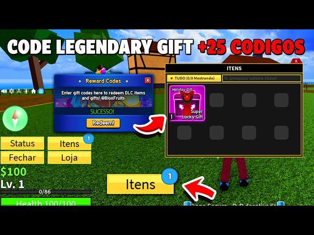 RAPIDO!!! NOVO CODE GIFT LENDARIO +25 CÓDIGOS DE 2X XP BELI E RESET NO BLOX FRUITS 2024 - blox fruit