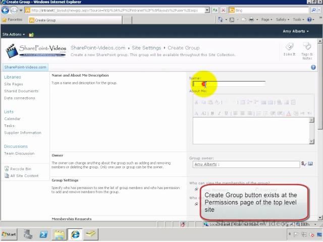 Create a new SharePoint user group