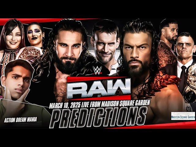 WWE RAW MSG March 10, 2025 Predictions | Rollins Vs Punk, Roman Reigns returns | Action Dream Mania