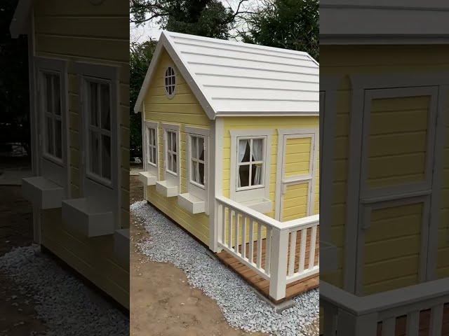 Custom Made Kids Outdoor Playhouse with Loft and Terrace by WholeWoodPlayhouses