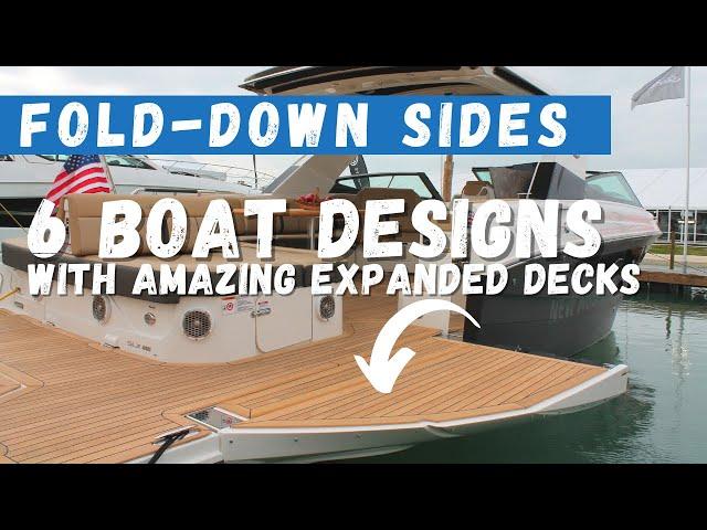 6 Boat Designs with FOLD-DOWN SIDES for Extended Decks, Swim Platforms and Water Access