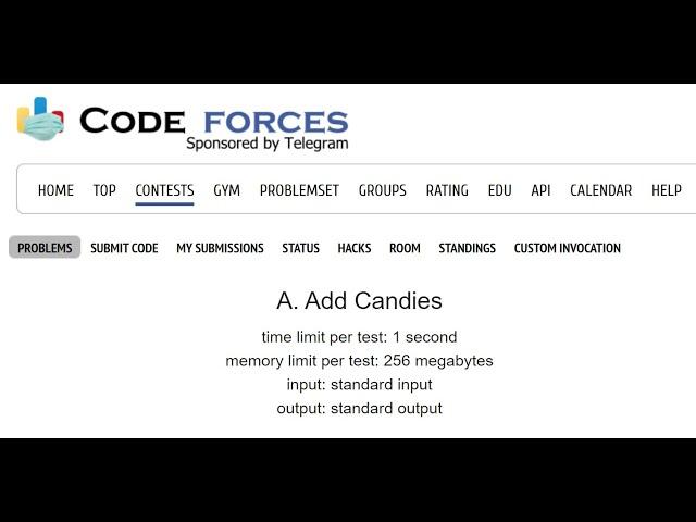 A. Add Candies  || Codeforces Round #683 (Div. 2, by Meet IT)