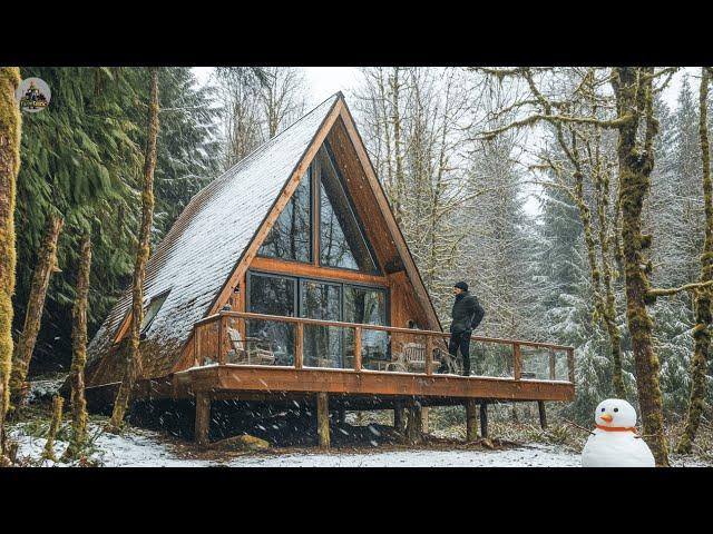 How This Man Built a Beautiful A-Frame Cabin by Himself Before Christmas@Ferincishin