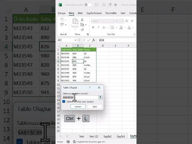 Excel’de Mutlaka Öğrenmeniz Gereken 5 Harika Kısayol #excel #exceldersleri #exceltips #ai