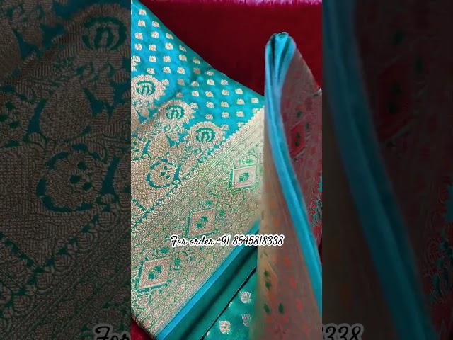 Beautiful satin silk light green traditional butti and Banarasi typical pallu design || #saree