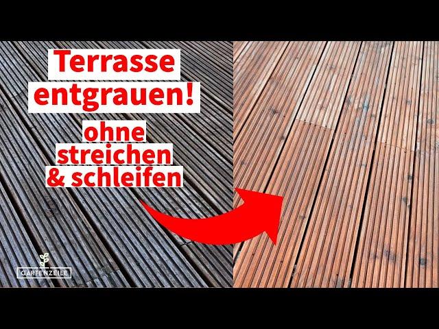 Holzterrasse reinigen & entgrauen OHNE Schleifgerät und OHNE Streichen? Unser Test!