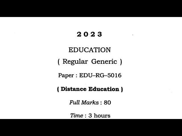 BA 5th Semester Education Question Paper 2023 | EDU-RG-5016 | GU