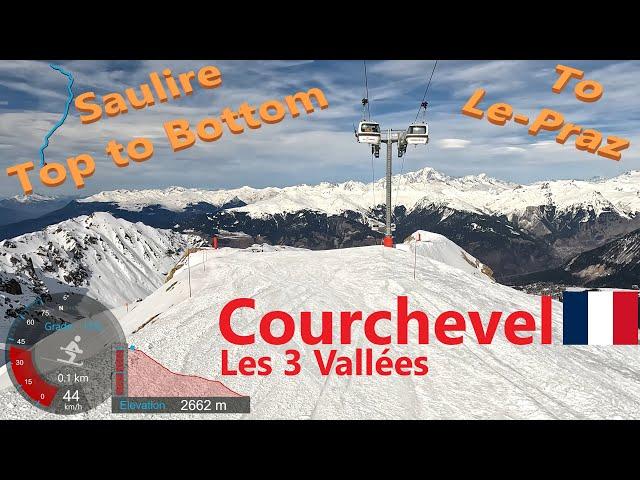 [4K] Skiing Courchevel Les3Vallées, Saulire to Le-Praz - Long Top to Bottom, France, GoPro HERO11