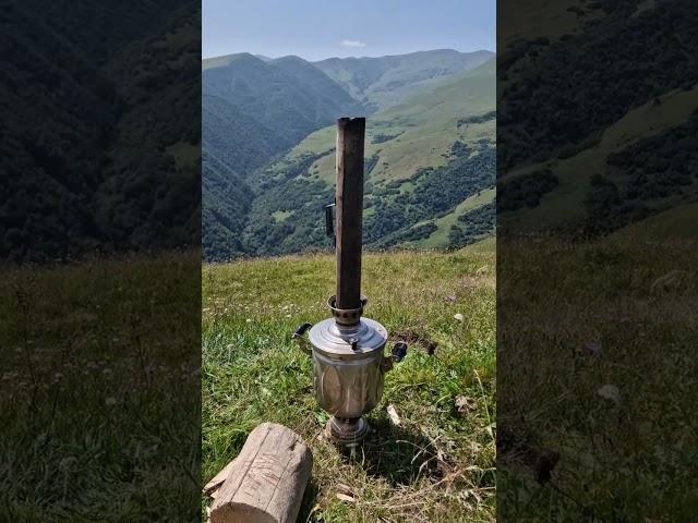 Mountain tea from a samovar on such beauty of the nature of Dagestan