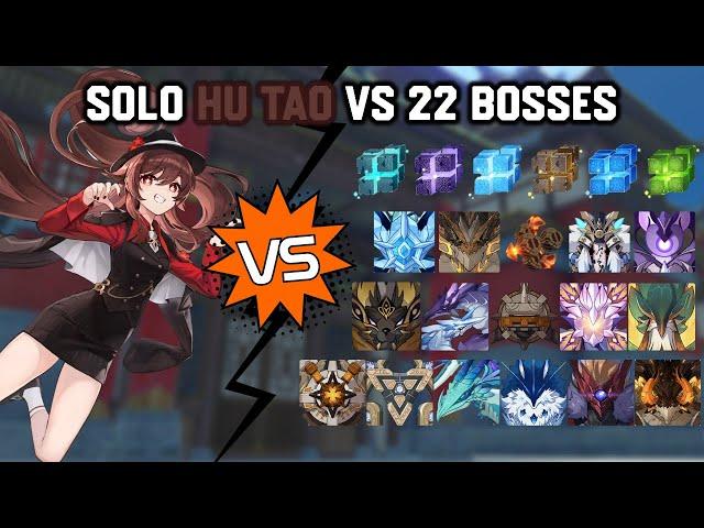 Solo C0R1 Hu Tao vs 22 Bosses Without Food Buff | Genshin Impact