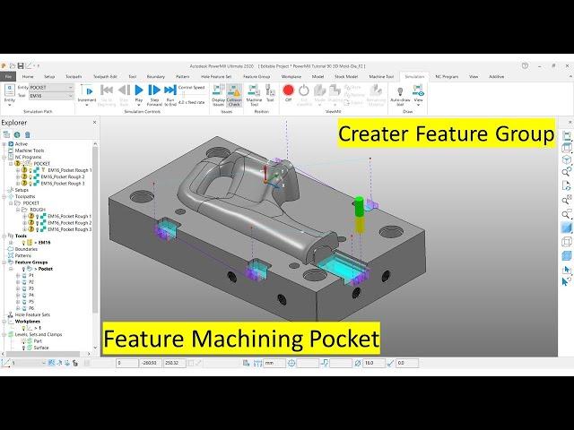 PowerMill Tutorial #90 | How to Create Hole Feature Group & Feature Machining Pocket