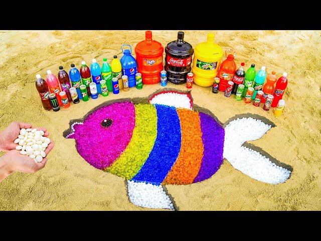 Experiment: How to make Rainbow Fish with Orbeez, Giant Coca Cola vs Mentos, Fanta and Popular Sodas