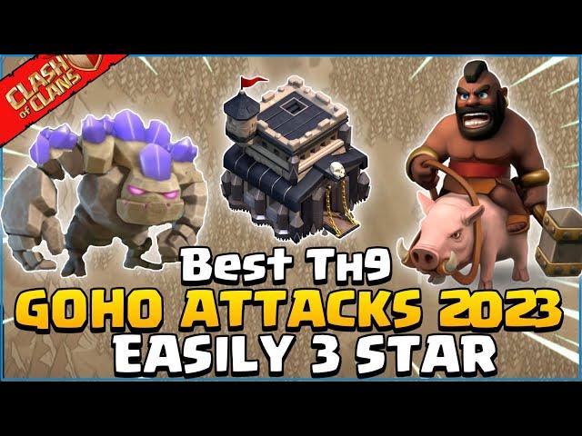 TH9 GoHo Attack Strategy 2023!! | Best Th9 Golem Hog War Attack Strategy 2023 - Clash of Clans