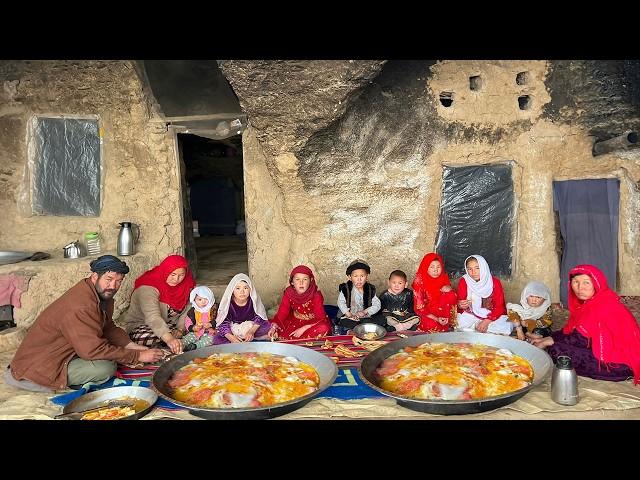 Snowy Morning in Afghanistan: Family Breakfast and Omelette Recipe | Afghanistan village life