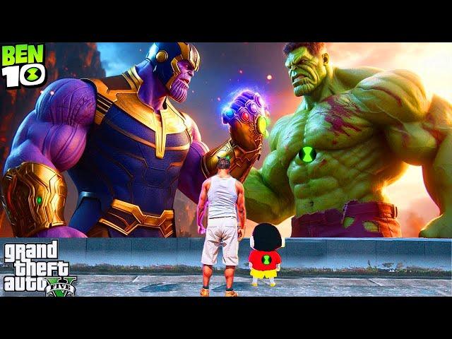 ShinchanHulk VsThanos Fight To Save Avengers , Ben10 Franklin & Shinchan In GTA 5 Telugu