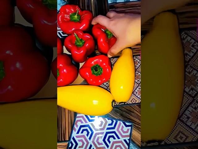 Fresh yellow zucchini and red bell pepper! Healthy vegetables #health #bellpeppers #zucchini #red