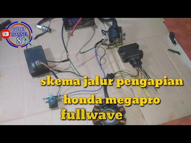 Skema rangkaian kelistrikan Honda Megapro, mulai dari spul, kiprok, pulser, CDI, coil