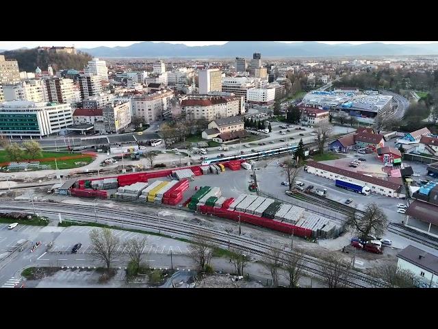 Ljubljana Railway Station - Slovenia - Trainspotting and Aerial View